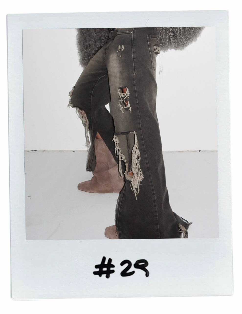 MARIA CHER DISTRESSED WASHED DENIM JEANS