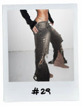 MARIA CHER DISTRESSED WASHED DENIM JEANS