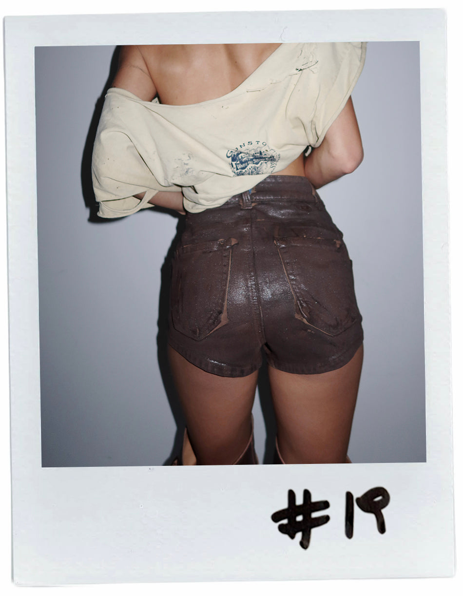 DIESEL COATED DENIM HOT SHORTS